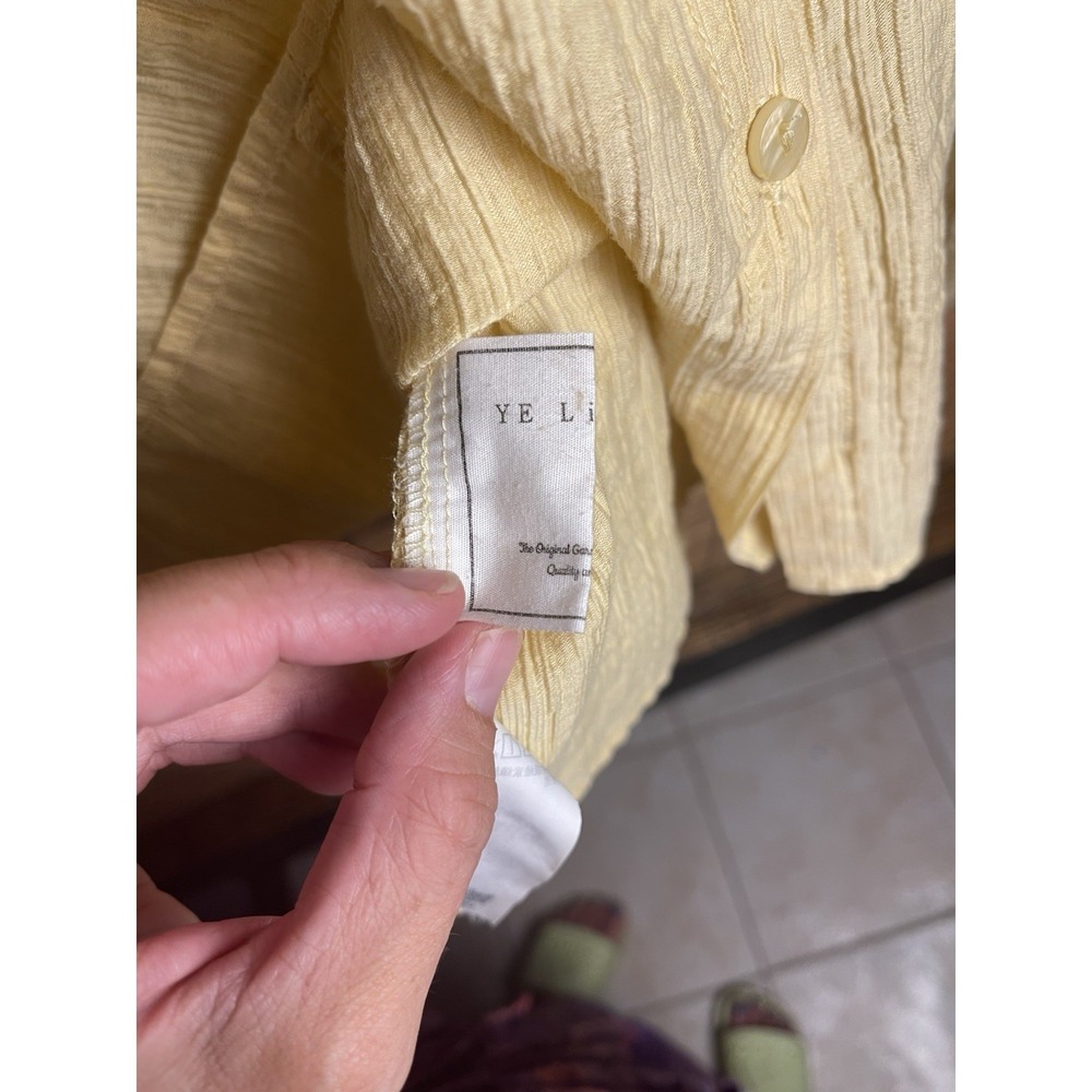 Yecca Vecca Bare Yellow Textured Button Back Drawstring Blouse Top Size F‎ - Picture 3 of 5